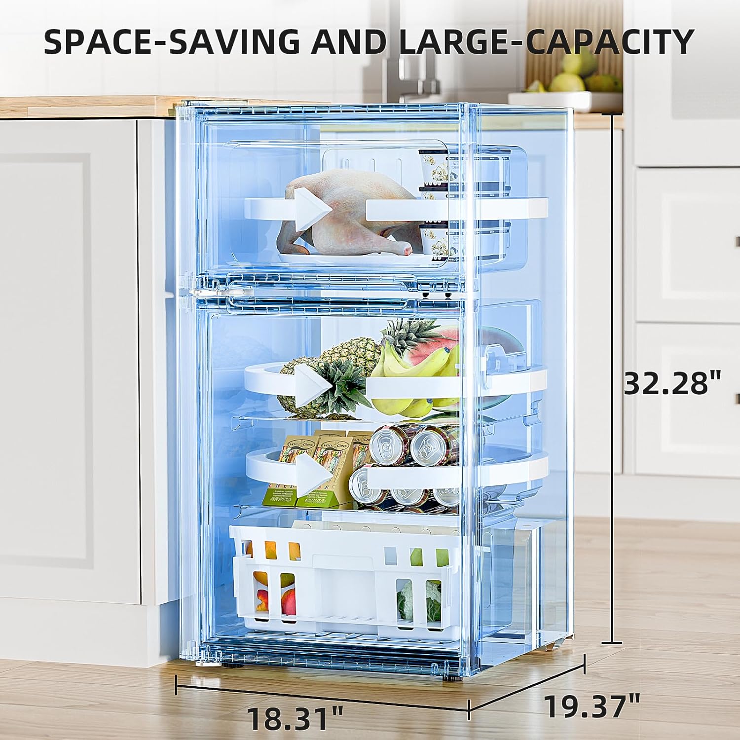Antarctic Star Compact Refrigerator with Freezer,2 Door Mini Fridge,Adjustable Shelf,Small Fridge for Bedroom Office Dorm Kitchen,3.2 Cu.Ft.BLACK