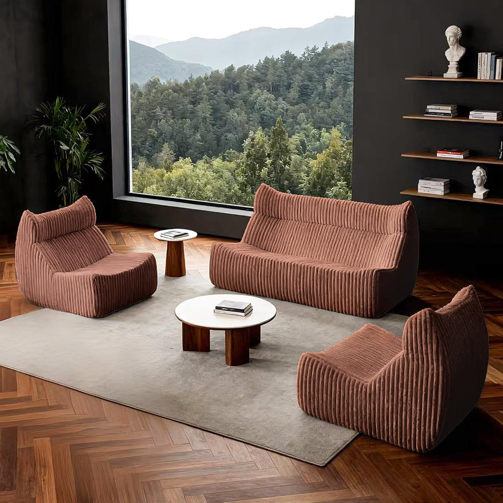 Bean Bag Chairs for Adults, Giant Bean Bag Chairs, Memory Foam Lounge Chair, Comfy Lazy Floor Chair, Bean Bag Sofa for Living Room, Bedroom and Office, Loveseat Bean Bag (Brown)