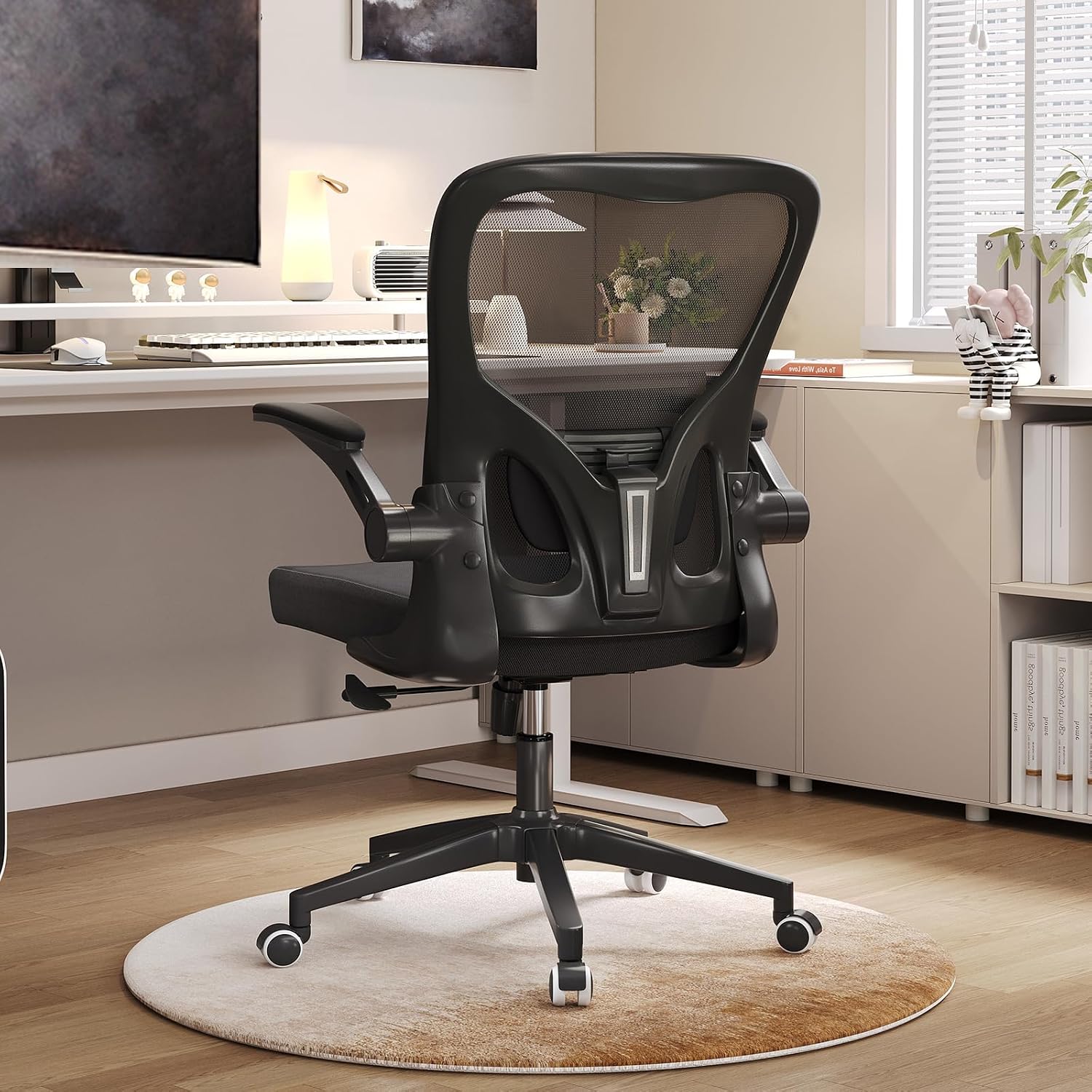balmstar Ergonomic Office Chair, Mesh Desk Chair with Adjustable Lumbar Support and 90°-130° Recline, 350lbs High Back Computer Chair with Silent Wheels, Breathable Home Office Chair for Adult