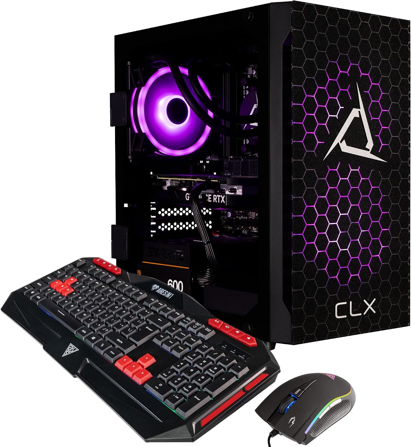 CLX Set Gaming Desktop - Liquid Cooled AMD Ryzen 7 7700X 4.5GHz 8-Core Processor, 32GB DDR5 Memory, GeForce RTX 4060 8GB GDDR6 Graphics, 1TB SSD, 2TB HDD, WiFi, Windows 11 Home 64-bit