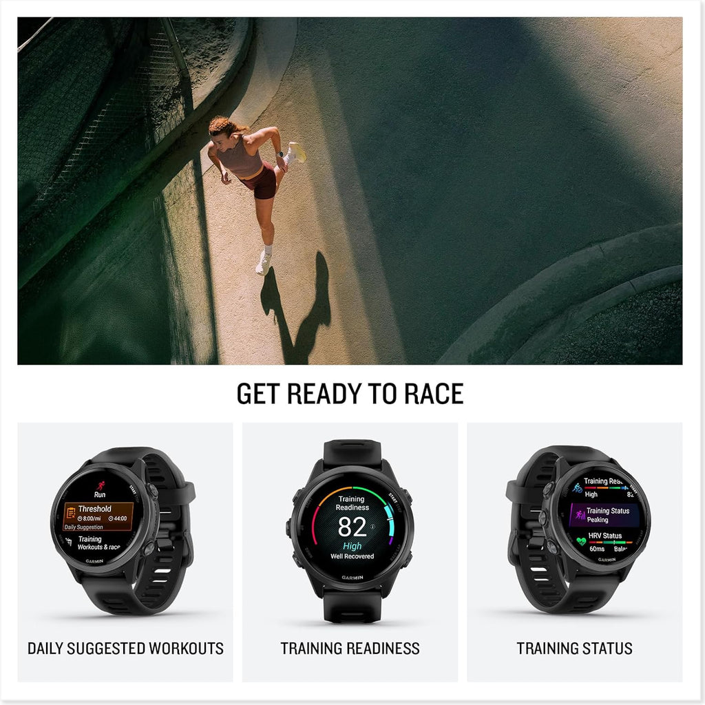 Garmin Forerunner 570 Running Smartwatch, 42MM WiFi, GPS Fitness Smart Watch for Men and Women, Slate Gray Aluminum with Translucent Black/Black Band + Access 600 Fitness Monitor, XS-S + More
