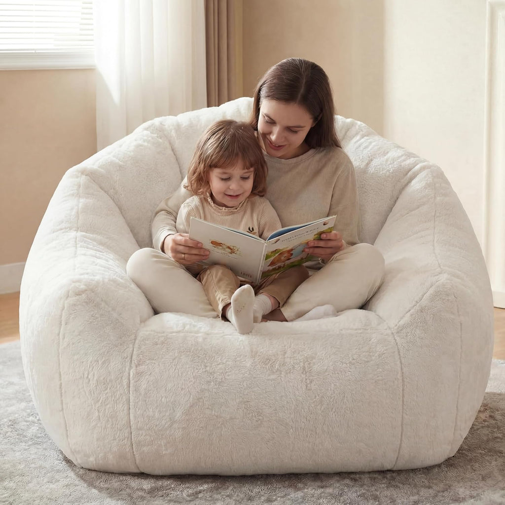 HUGHEAVEN Max Giant Bean Bag Chair, Oversized Bean Bag Sofa for Adults & Teens, Ultra-Soft Comfy Fluffy Floor Lounge Chair with Armrests, Large Bean Bag Couch for Gaming, Reading & Relaxing