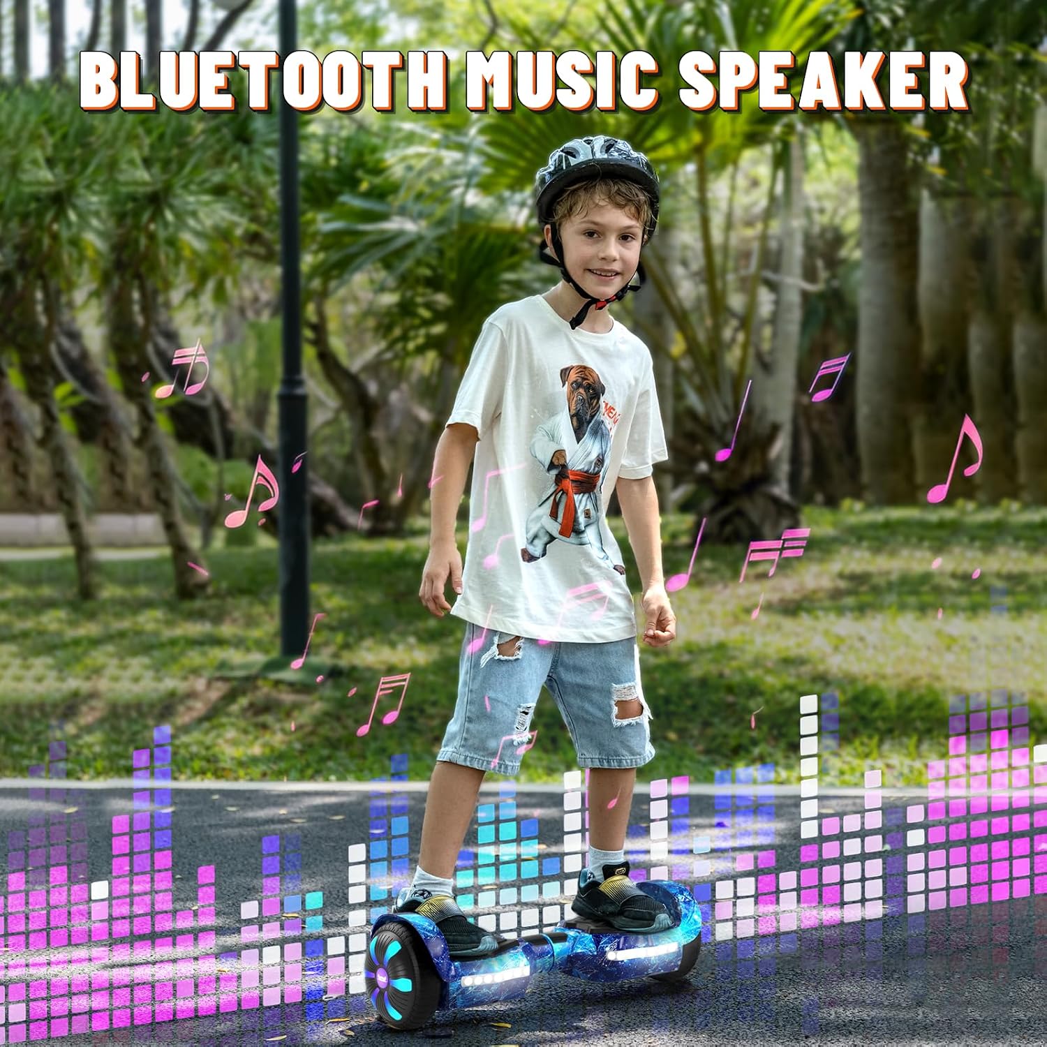 SIMATE Scooter, Bluetooth Speakers and LED Light-Up Wheels, APP Control, Dual 250W Motors, 8.5 mph Max Speed & 8.5 Miles Max Range, Gifts for Kids Adults Girls Boys