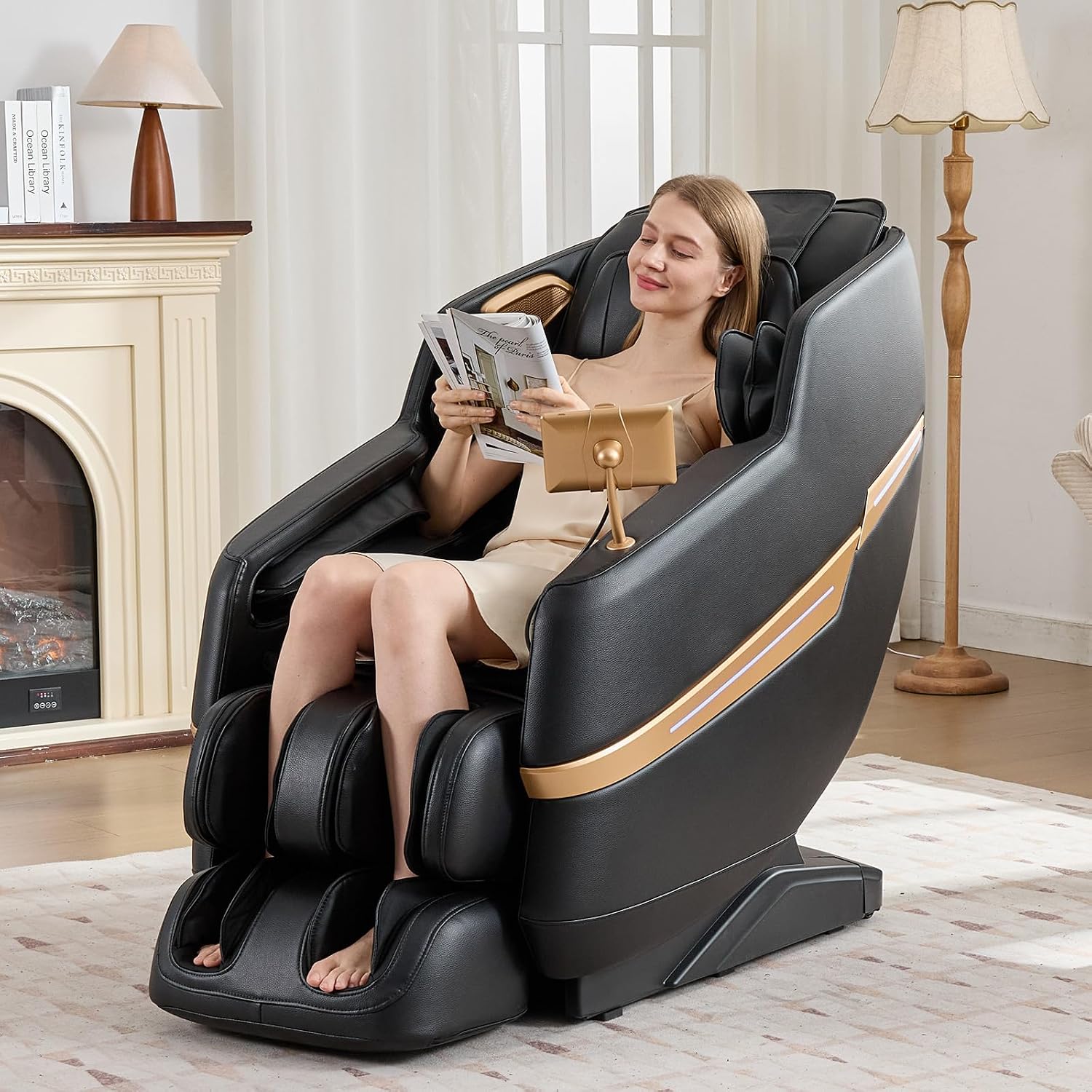 Artist hand Massage Chair Full Body, 2026 Zero Gravity Massage Chair Recliner with 10 Fix Rollers, 6 Modes, Bluetooth Speakers, Waist Heating, Foot Roller Massage, Full-Body Airbags (All Black)