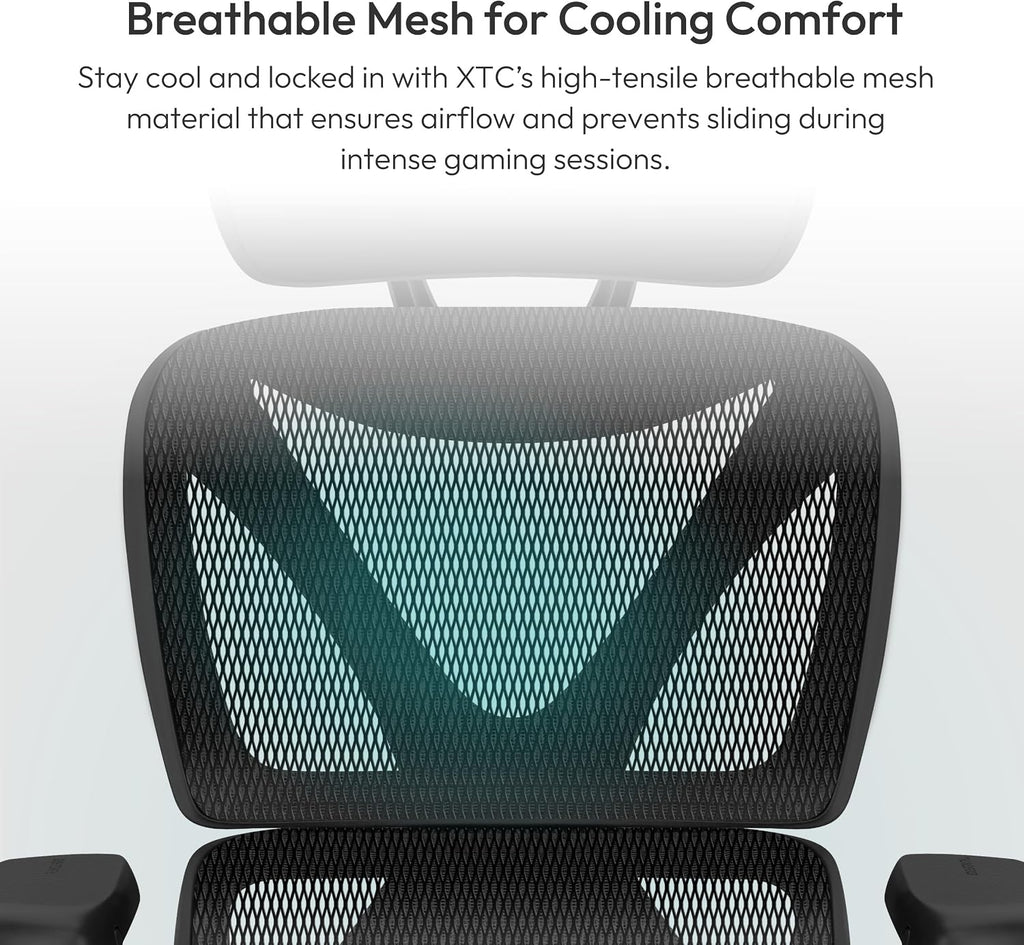 THUNDERX3 XTC Ergonomic Office Chair, for Adults Gaming Chair, High Back Desk Chair, Synchronous Tilt, Self-Adjusting Lumbar Support and Backrest, Adjustable Headrest, Breathable Mesh, Black
