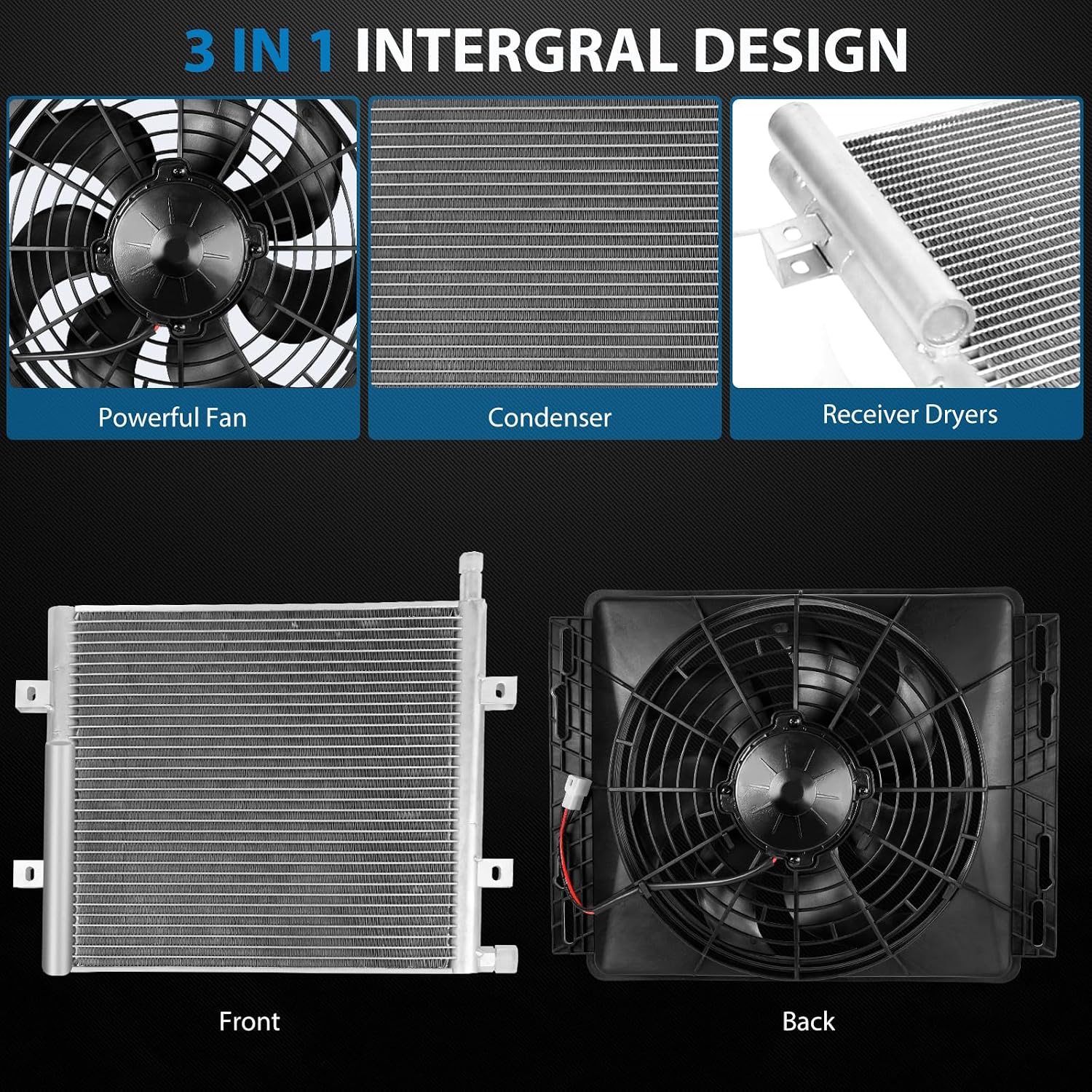 Universal 12 Volt DC Under Dash Air Conditioner Heating and Cooling 10000 BTU A/C Unit Kit, Electric Heater System with Evaporator Condenser Compressor for Classical Car Van Truck ATV Pickup Tractor