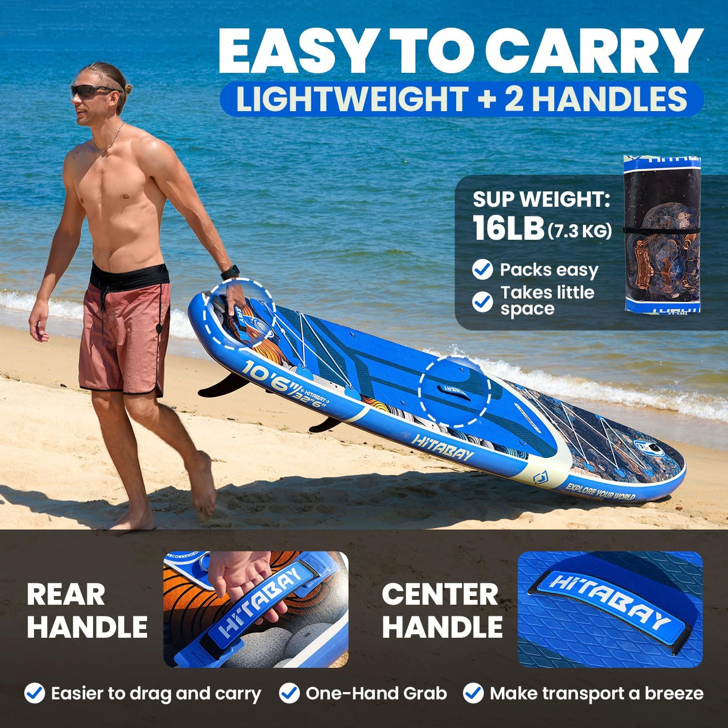 Inflatable Stand Up Paddle Board 10'6' All-Around SUP Kit - Lightweight (16 lbs), Stable & Durable, Camera Mount & Complete Accessories - SUP Board for Beginners & All Skill Levels