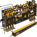 XLarge 64''W Power Tool Organizer Wall Mount | 8-Outlet TR Charging Station | Modular&Corner-Fit 820lbs Garage Storage Rack with 8 Cordless Drill Holder | Shelf for Workshop Organization