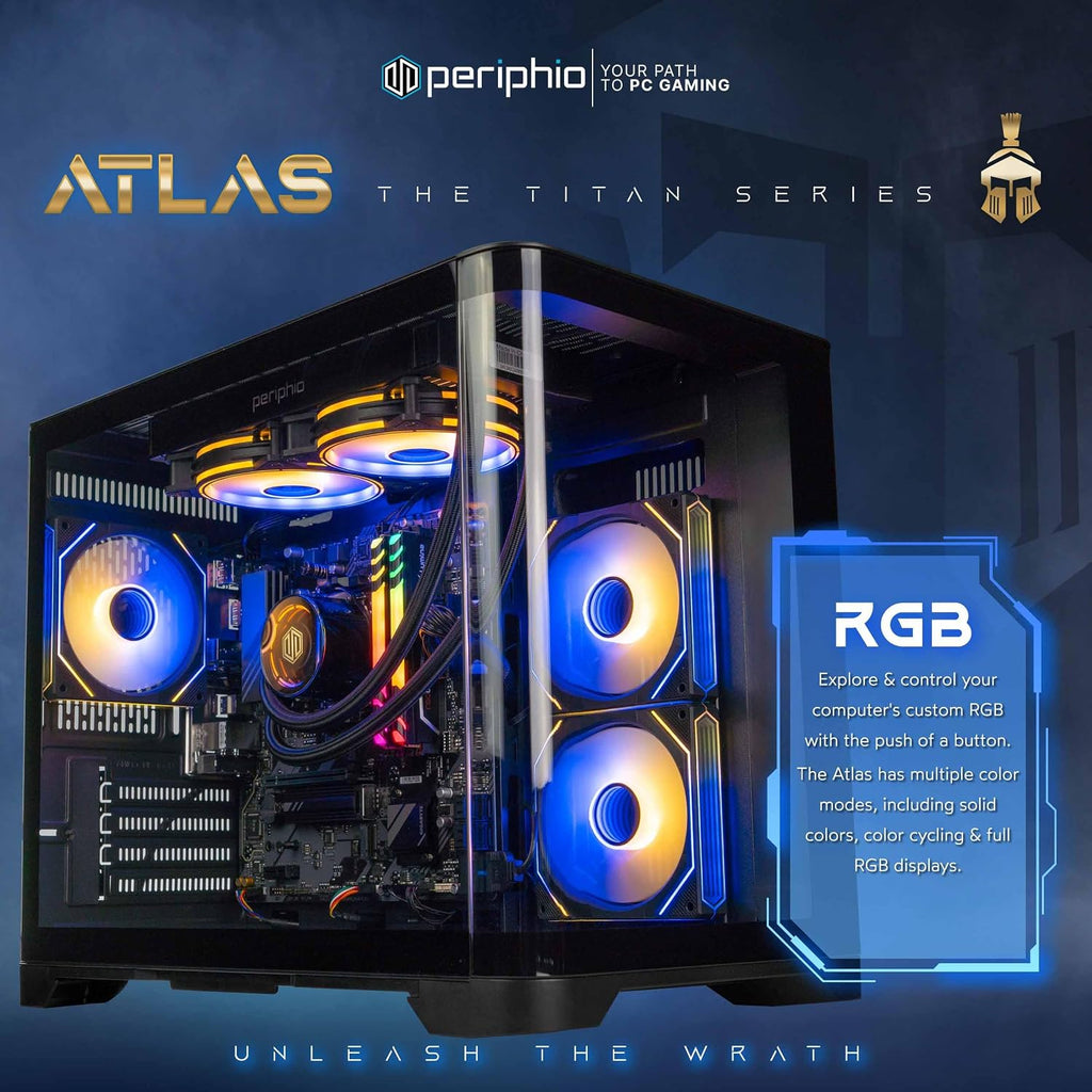 Periphio Atlas Gaming PC, Liquid Cooled AMD Ryzen 5 5600GT up to 4.4GHz with Radeon RX Vega 7 Graphics (Gaming Optimized), 16GB RAM, 1TBNVMe SSD, WiFi, Windows 11 Desktop, Black, 1080p Gaming Computer