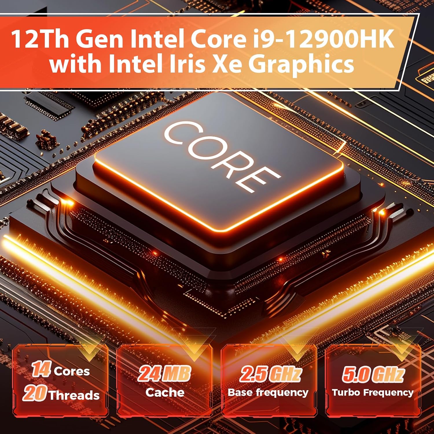 Mini PC, 12Th Gen Intel Core i9-12900HK, GeForce RTX 3050Ti 8G Mini Desktop Computer with RGB Lights, 32GB DDR4 RAM, 1TB PCIe4.0 SSD, Triple 4K Display, WiFi 6E BT 5.2, 2.5G LAN, Win 11 Pro Desktop PC