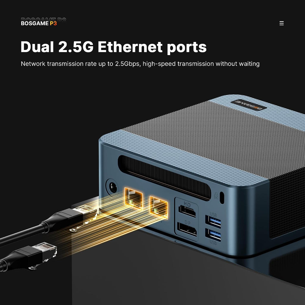 BOSGAME P3 Lite Mini PC Gaming Computers Ryzen 7 6800H, Radeon 680M Graphics, 32GB DDR5 RAM, 1TB PCIe 4.0x4 SSD,Triple Display (HDMI/DP/USB4),USB4 8K 60Hz,WiFi 6E,BT5.2,Dual 2.5GbE LAN