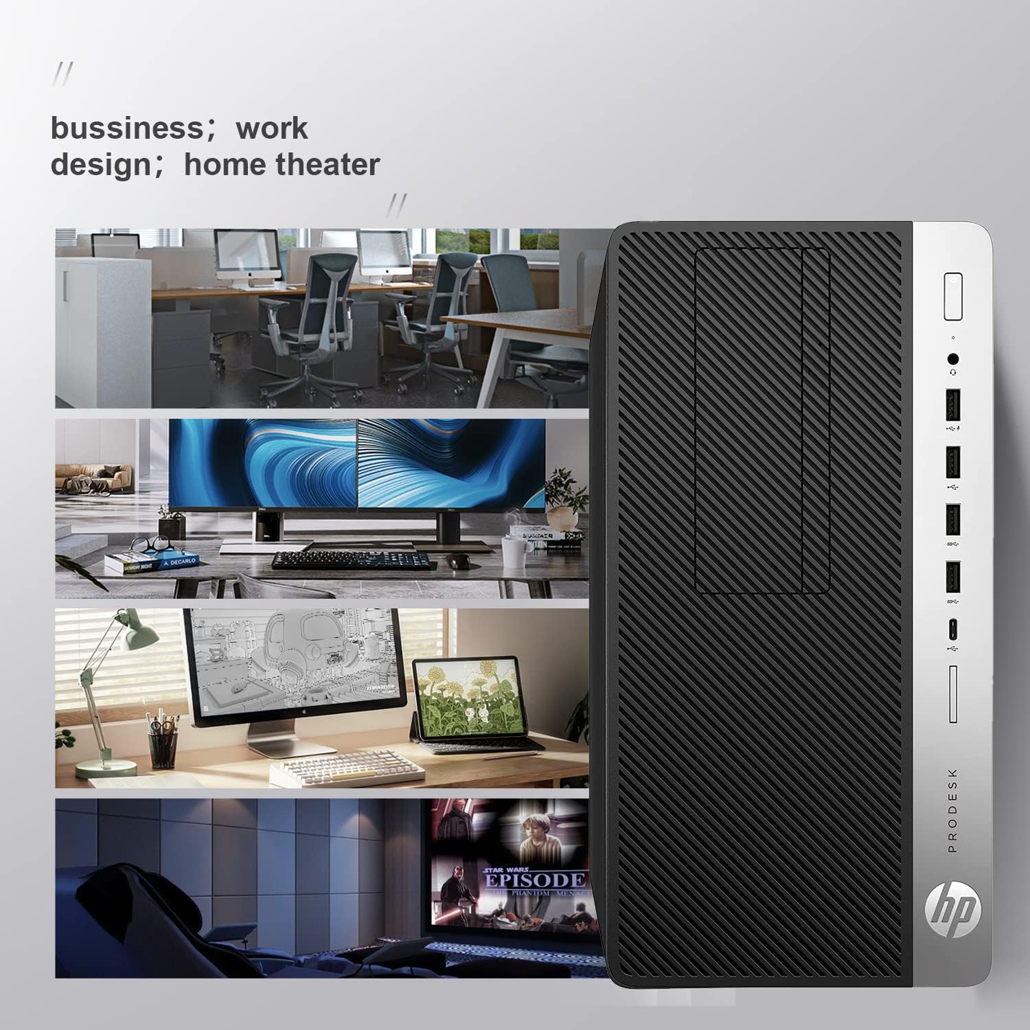 HP ProDesk 600 G3 Mini Tower Desk top PC i7-6700 Up to 4.00GHz 32GB RAM 512GB SSD + 1TB HDD HDMI Built in Wi-Fi & BT DVD-RW Dual Monitor Support Wireless Keyboard & Mouse Windows 11 (Renewed)