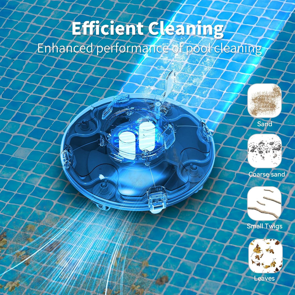 LVKE L1 Cordless Robotic Pool Cleaner, Pool Vacuum for Above Ground Pools, 70 Mins Runtime, 40W Powerful Suction, Strong Terrain-Climbing, Ideal for Flat Pools up to 38 Feet, Green