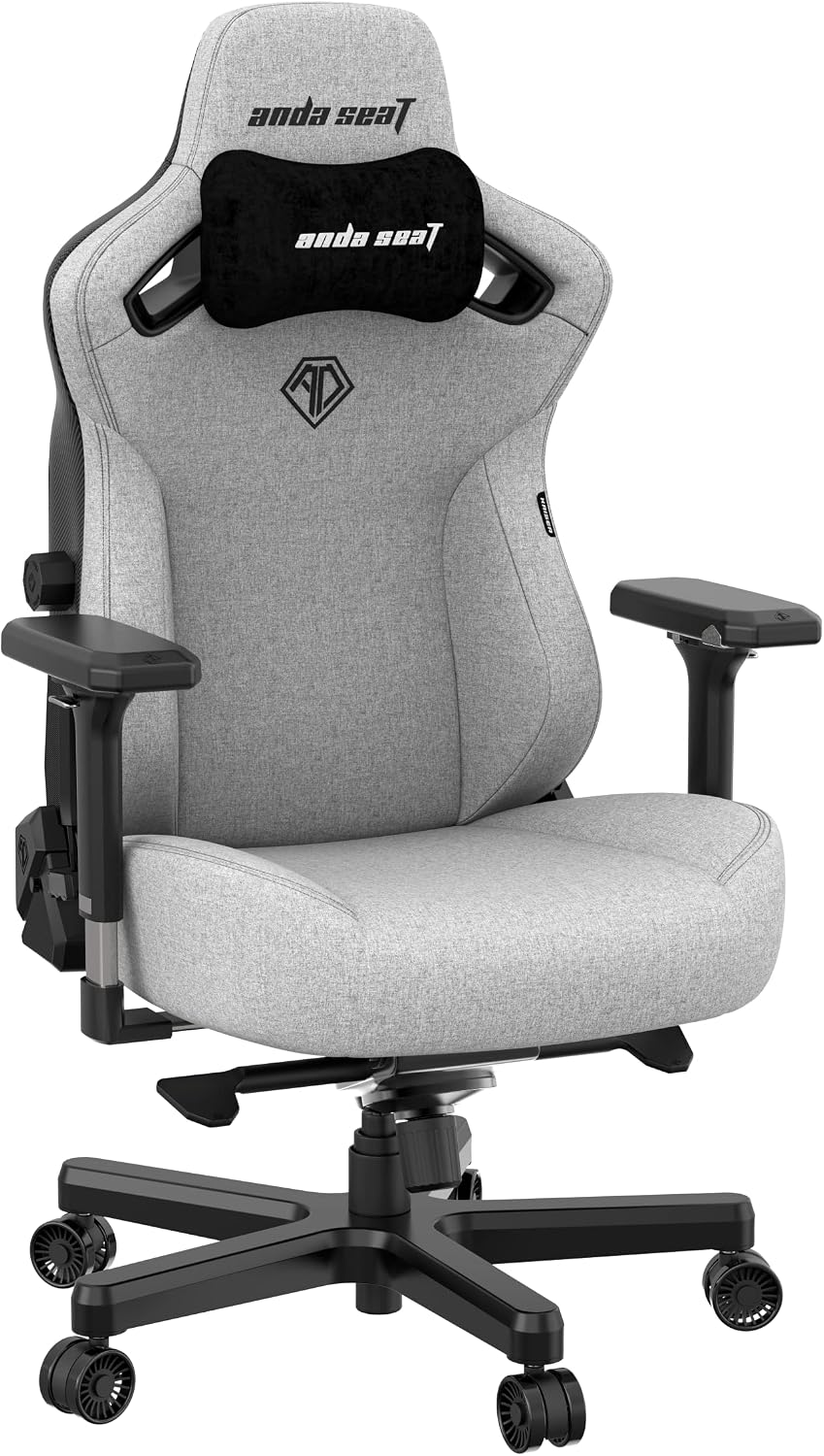 Anda Seat Kaiser 3 XL Gaming Chairs for Adults - Ergonomic Gray Fabric Gaming Chair with Lumbar Support, Comfortable Office Seat with Neck Support - Heavy Duty Wide Gamer Seat