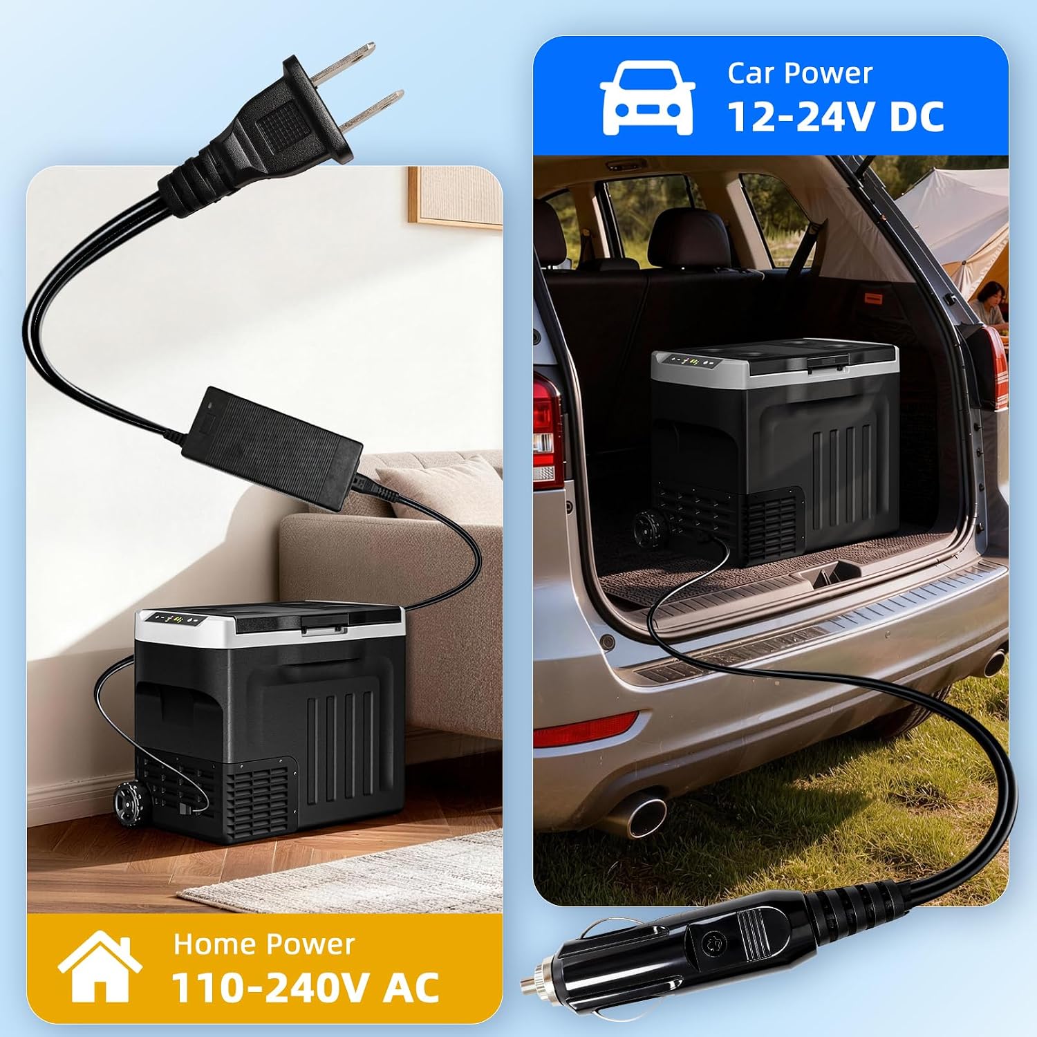 Antarctic Star 12 Volt Refrigerator 42QT(40L) Compressor Electric Cooler, Car Fridge -4℉~68℉, Portable Freezer 12V/24V DC 100-240V AC, 12V Cooler with Wheels & Handle for Travel,Camping,Truck, Black