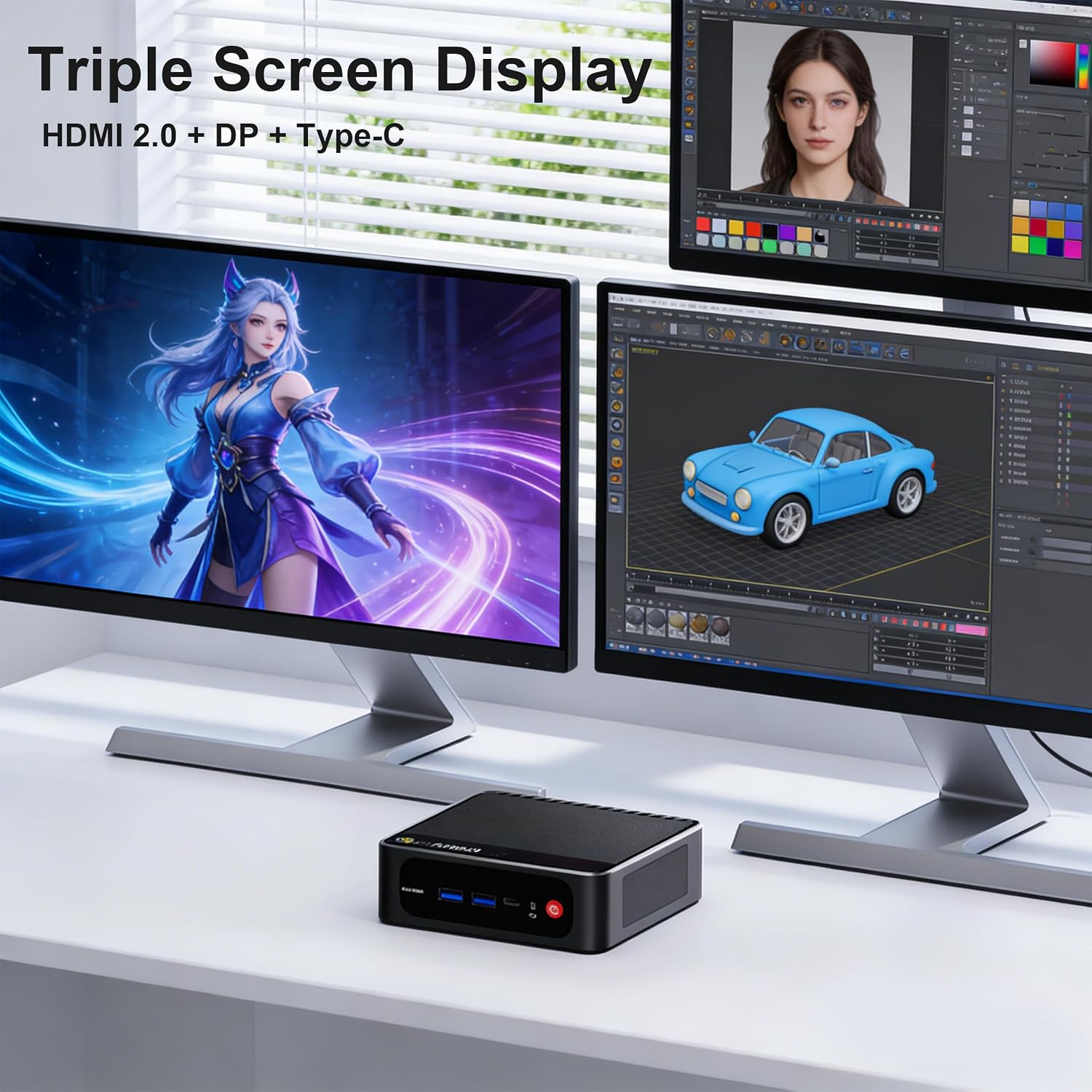 Beelink Mini PC SER5 Pro 5800H, AMD Ryzen 7 5800H(Up to 4.4GHz), High-Performance Mini Computers, 32GB DDR4 1TB M.2 PCIe3.0 SSD, Support 4k Triple Display/WiFi 6/BT5.2/1000Mbps for Home/Office