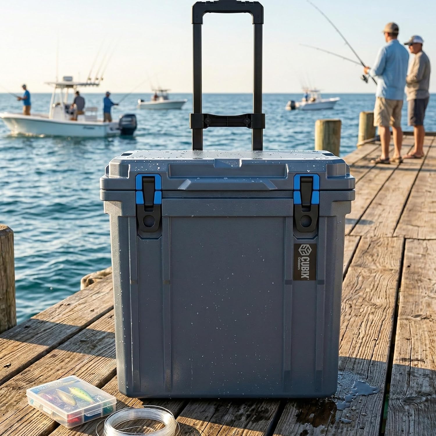 Cubix Outdoors QuadraX 46QT Wheeled Rotomolded Portable Hard Cooler for Camping, Fishing, Beach | Heavy Duty Insulated Ice Chest with Wheels and Handle | Cold Retention 5 Days
