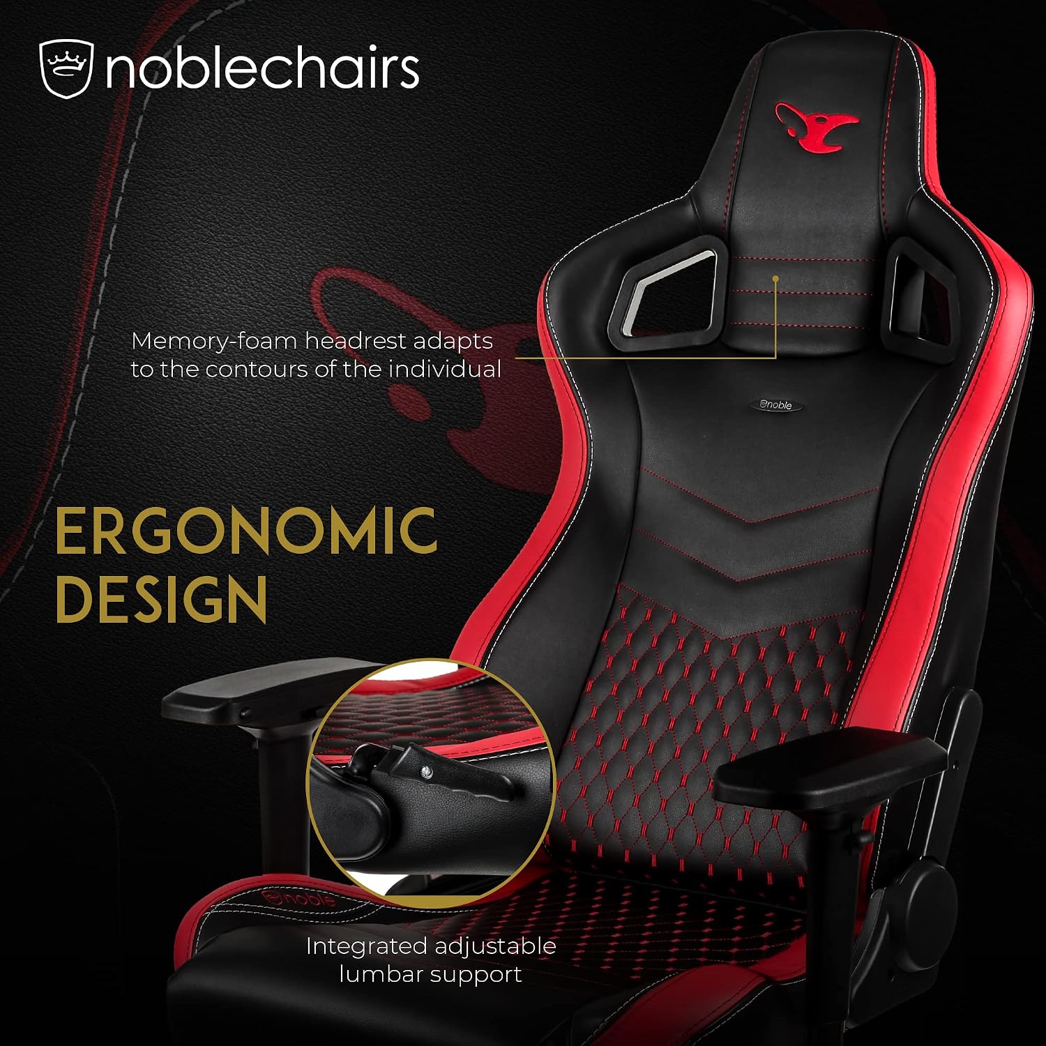 noblechairs Epic Reclining Gaming Chair and Reclining Office Chair, PU Faux Leather, Mousesports Edition, Black/Red