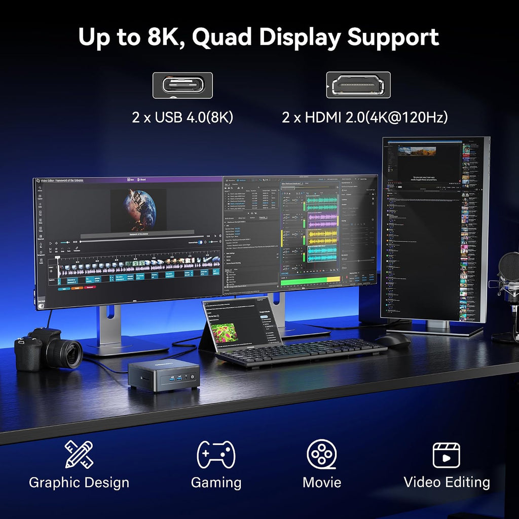GEEKOM IT15, The Most Powerful AI Mini PC with Intel Ultra 9 285H(15th Gen) 99 Tops | 32GB DDR5, 1TB SSD | Arc 140T GPU | WiFi 7, 8K Quad Display, Win11 Pro, Video Editing, Coding, and Multitasking