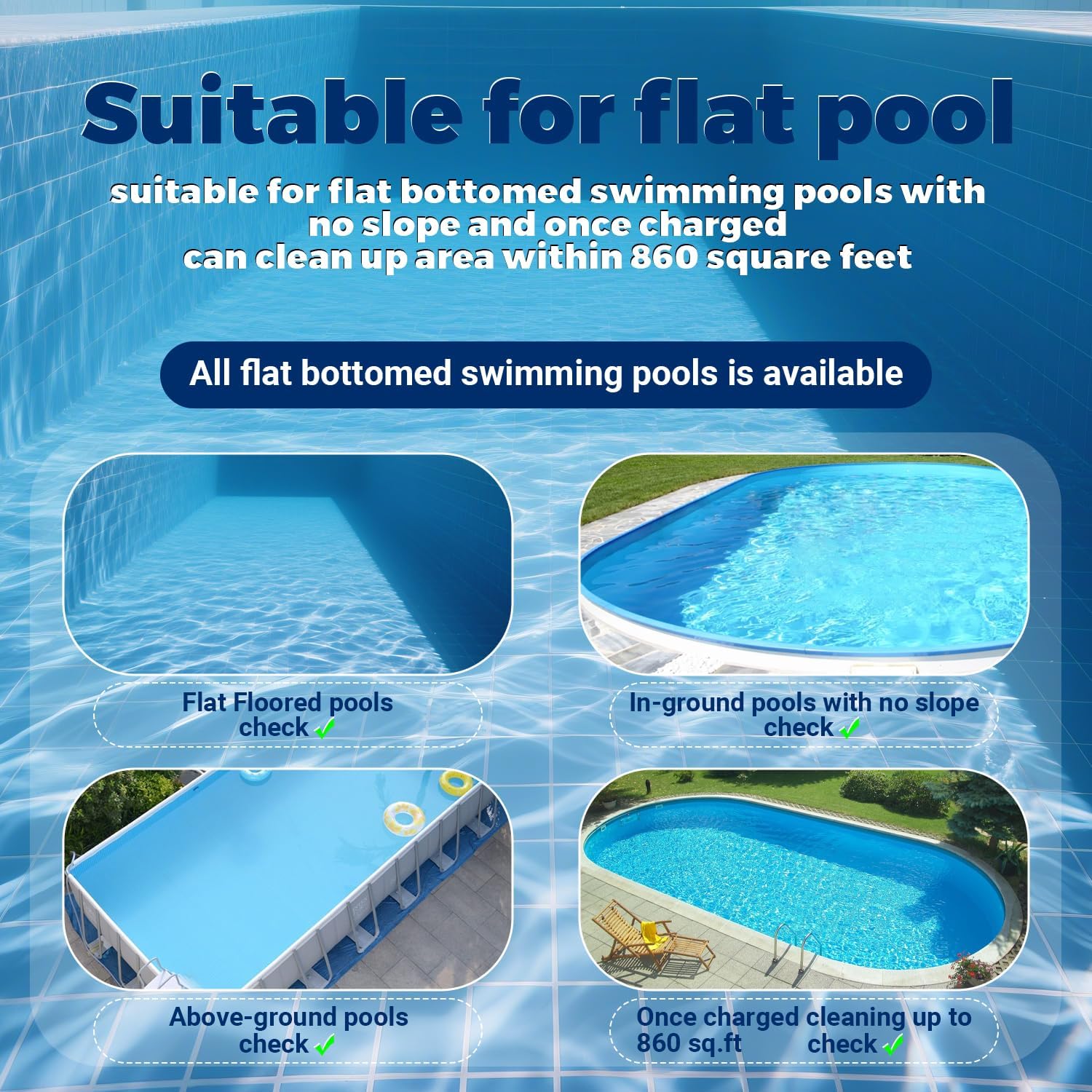 SP1 Cordless Robotic Pool Cleaner, Pool Robot, Floor Only Automatic Pool Vacuum for Cleaning Above-Ground Flat-Bottom Swimming Pools up to 860 sq.ft, 2.5h Fast Charging, 120 Mins Runtime