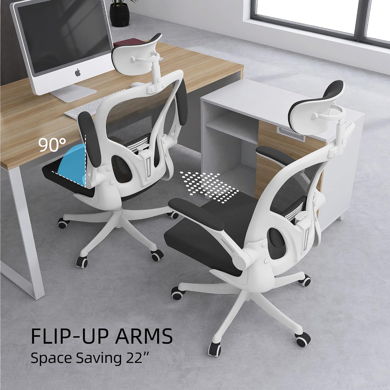 Office Chair Ergonomic Desk Chair, 350 LBS Mesh Office Chair with Lumbar Support, Comfy Desk Chair with Wheels, Big and Tall Chair for Study Work Gaming (03white-Black)