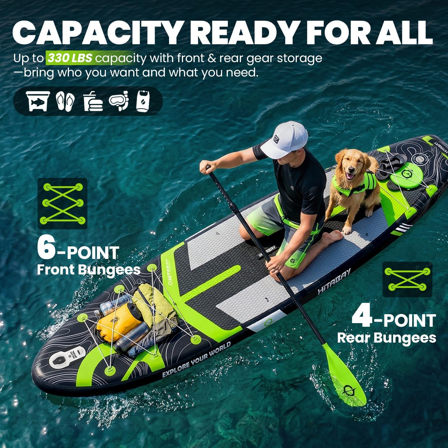 Inflatable Stand Up Paddle Board 10'6' All-Around SUP Kit - Lightweight (16 lbs), Stable & Durable, Camera Mount & Complete Accessories - SUP Board for Beginners & All Skill Levels
