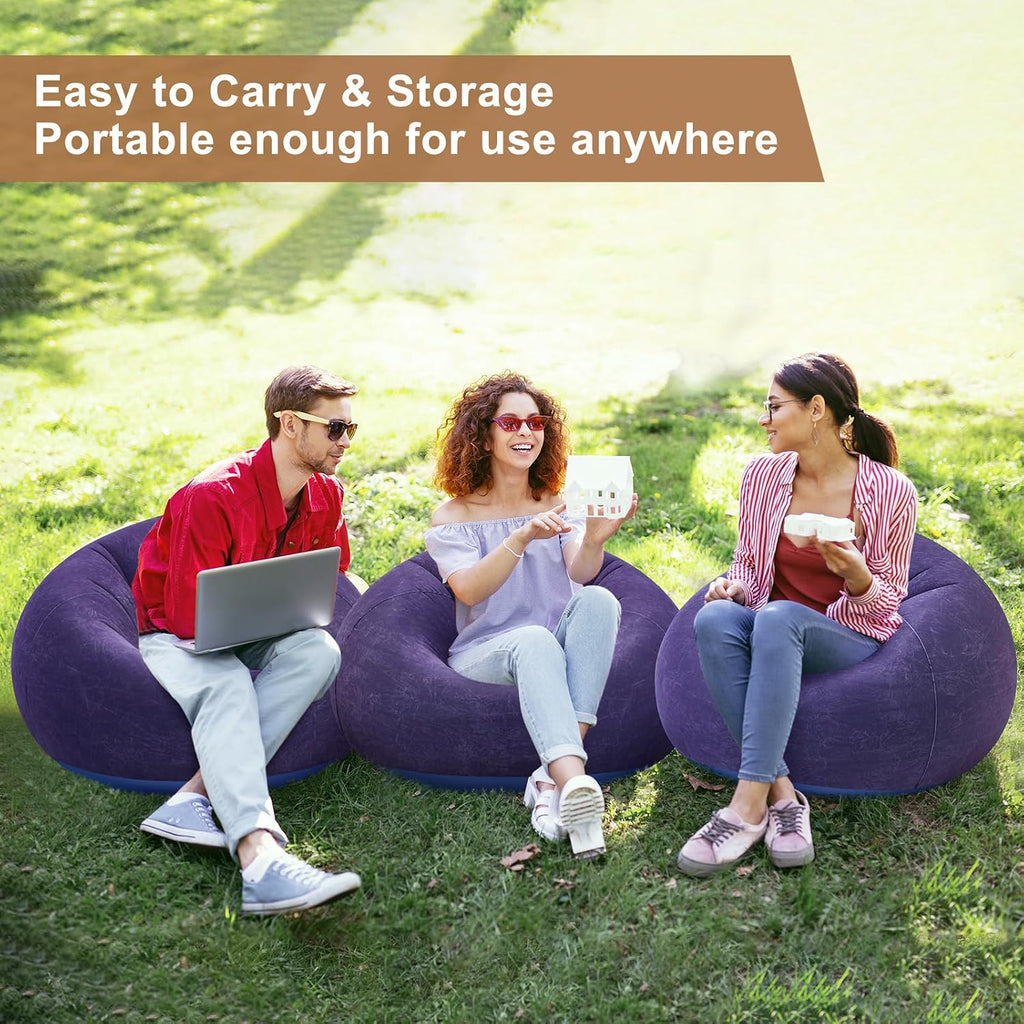 Realspring 6 9 12 Pcs Inflatable Bean Bag Chairs for Adults with Electric Air Pump, Blow up Couch Folding Portable Inflatable Couch Lazy Sofa for Outdoor Movie Night Camping(Blue,6 Pcs)