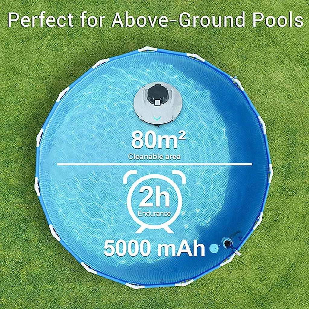 EAGLEG Cordless Pool Cleaning Robot, Automatic Pool Cleaner, Robotic Pool Cleaner with Massive Cartridge Filters, Ideal for Pools Up to 85 Sq.Ft