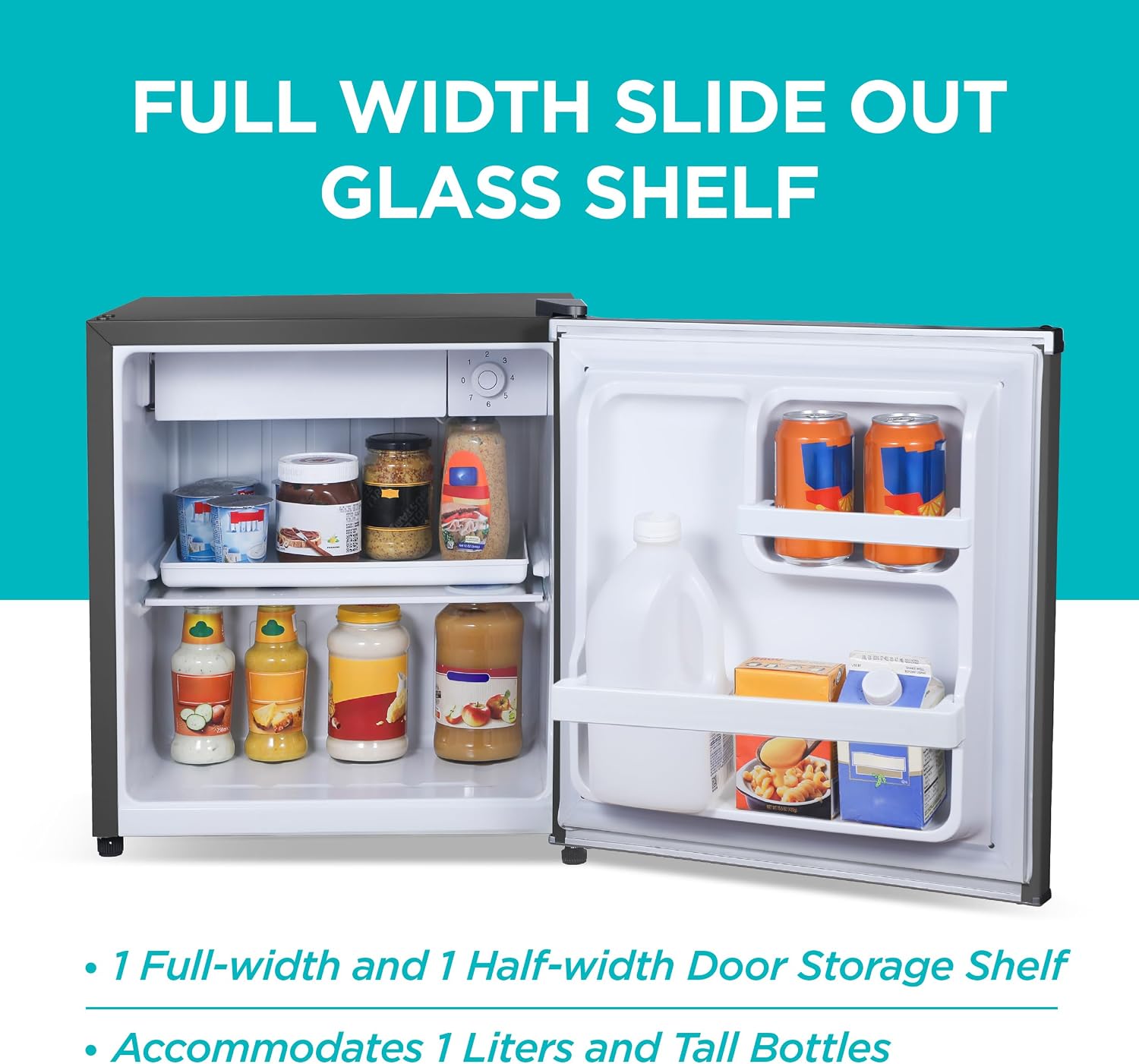 BLACK+DECKER 1.7 Cu. Ft. Compact Refrigerator, ENERGY STAR Certified, Single Door Mini Fridge with Chiller Compartment, Personal Fridge for Home or Dorm Room, R600a Refrigerant, BCRK17B, Black