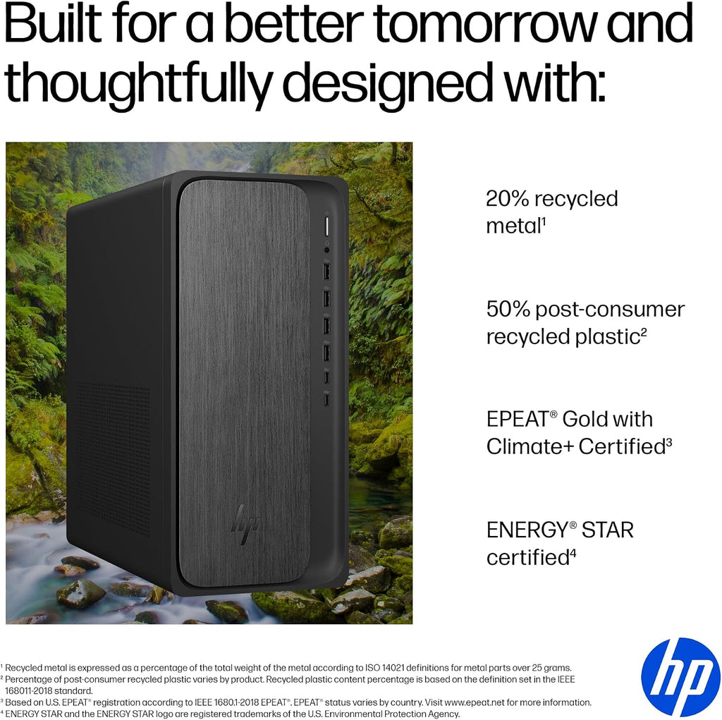 HP OmniDesk Desktop PC, AMD Ryzen 7 8700G, 16 GB RAM, 512 GB SSD, AMD Radeon 780M Graphics, Windows 11 Home, Microsoft Copilot, Gray Wood, M02-0340 (2025)