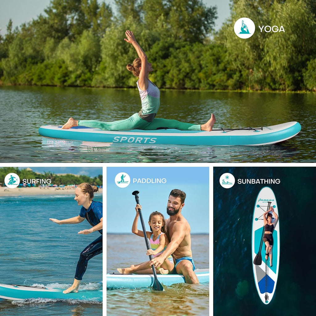 Panana Inflatable Stand Up Paddle Board, 10' SUP Paddleboard Kayak, Blow Up Paddle Boards for Adults Youth with Accessories Kit Anti-Slip EVA Deck
