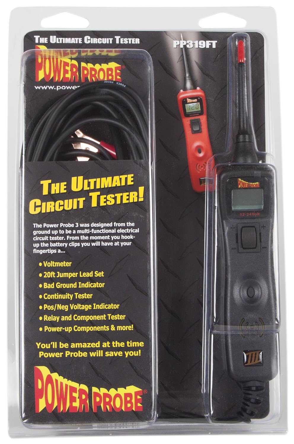 Power Probe III Clamshell - [Car Automotive Diagnostic Test Tool, Digital Volt Meter, AC/DC Current Resistance, Circuit Tester] (Black)