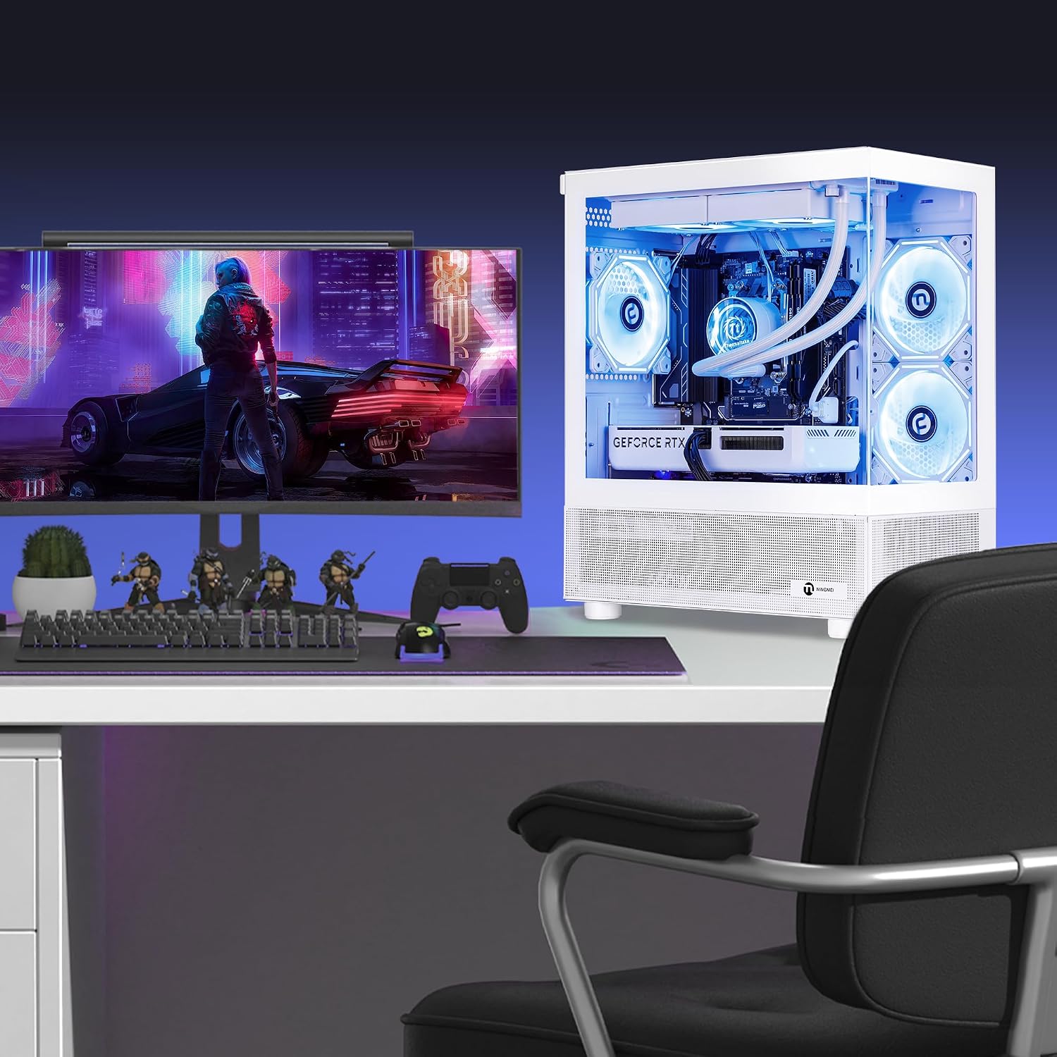 NINGMEI Performance Gaming Desktop PC – AMD Ryzen 7/9 CPU, RTX 50 Series GPU, 32 GB DDR5 RAM, 2 TB NVMe SSD, Windows 11 Pro – VR Ready, Ray Tracing, USB-C, Wi-Fi 6 – Fast Load, Smooth 4K Gaming