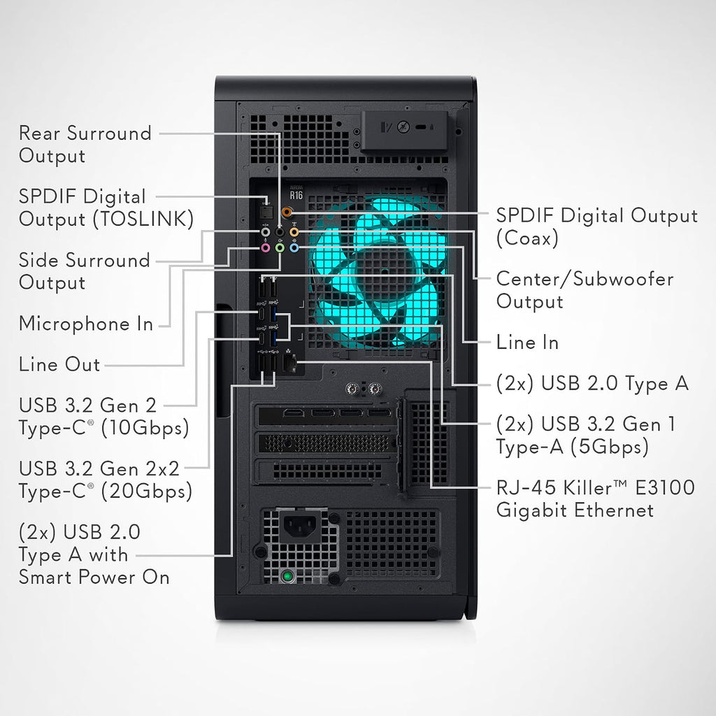Alienware Aurora R16 Gaming Desktop - Intel Core i7 14700F, 32GB DDR5 RAM, 1TB SSD, NVIDIA GeForce RTX 4070 Super 12GB GDDR6X Graphics, Windows 11 Home, 1 Year Onsite/in-Home Service - Basalt Black