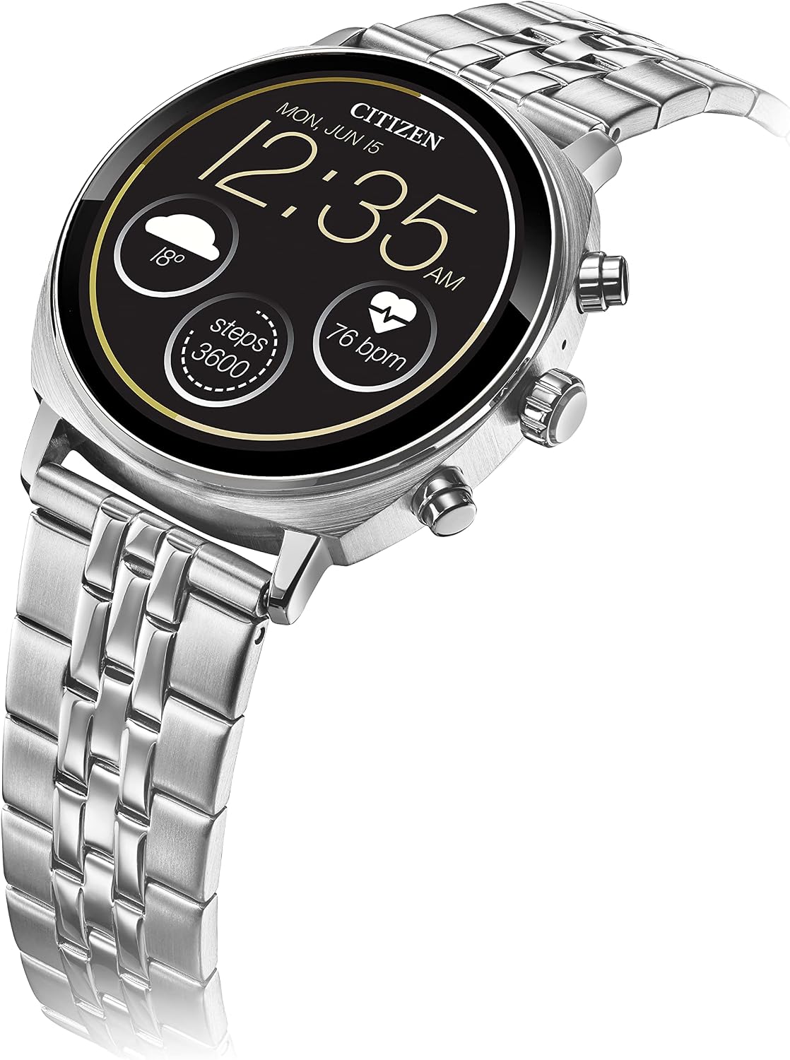 Citizen CZ Smart PQ2 41MM Unisex Smartwatch with YouQ App with IBM Watson® AI and NASA Research, Wear OS by Google, HR, GPS, Fitness Tracker, Amazon Alexa™, iPhone Android Compatible, IPX6 Rating