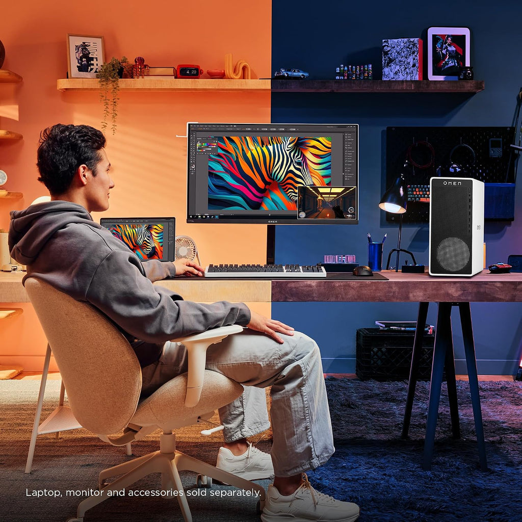 HP OMEN 16L Gaming Desktop PC, AMD Ryzen 5 8500G, 16 GB RAM, 1 TB SSD, NVIDIA GeForce RTX 5060, Windows 11 Home, Microsoft Copilot, Panda Metal, TG03-0020 (2025)