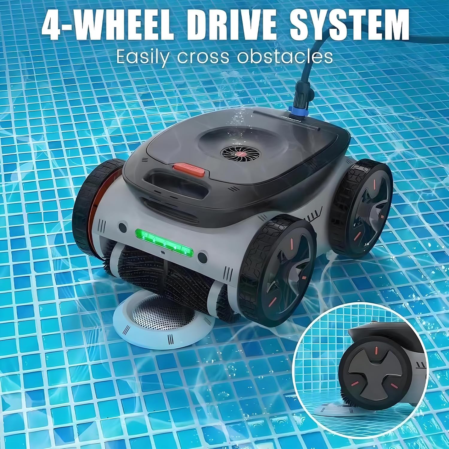 Mono Plus Intelligent Underwater Pool Cleaning Robot - Complete Full-Accessory Package, Surface Skimmer Buoy, WiFi Control, 9000mAh Battery, Comprehensive Pool Cleaning