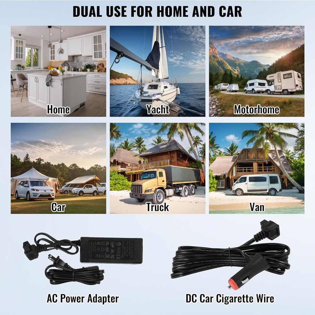 Happybuy 40L Car Refrigerator, 12V Dual Zone Fridge, Portable Freezer, -4℉-68℉ Adjustable Range, 12/24V DC & 100-240V AC Compressor Cooler for Outdoor, Camping, RV