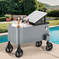 DWVO Ice Chest with Wheels,80 Quart Rolling Cooler with Bottle Opener Drainage, Patio Cooler Cart, Rolling Ice Chest with Handle for Patio Pool Deck Party BBQ Cookouts