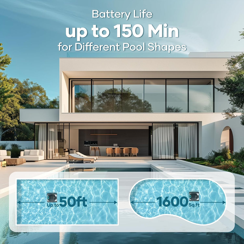 Aiper Scuba S1 Robotic Pool Cleaner, Wall & Waterline Cleaning, Cordless Pool Robot with 4 Modes, Smarter Navigation with High-Precision Sensors（Renewed）