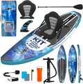 SereneLife Inflatable Stand Up Paddle Board and Detachable Seat - SUP Paddleboard Set for Adults and Youth, 32' Wide Design with Non-Slip EVA Deck Pad and Marine-Grade Materials, 350 lbs Capacity