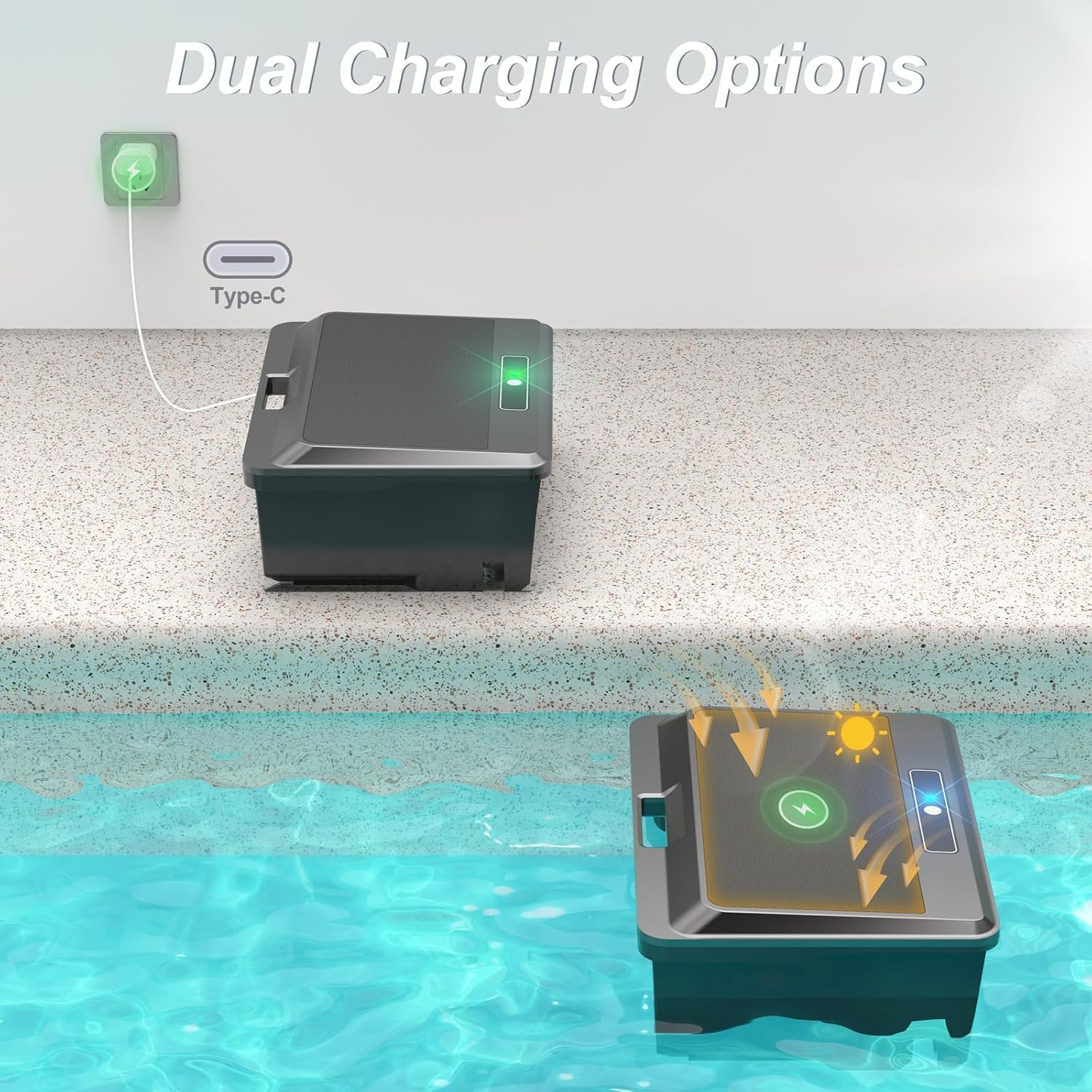Solar Powered Pool Skimmer Fully Automatic Smart Water Surface Cleaning Robot 12-Hour Battery Life Obstacle Avoidance Durable Dual Comprehensive Cleaning
