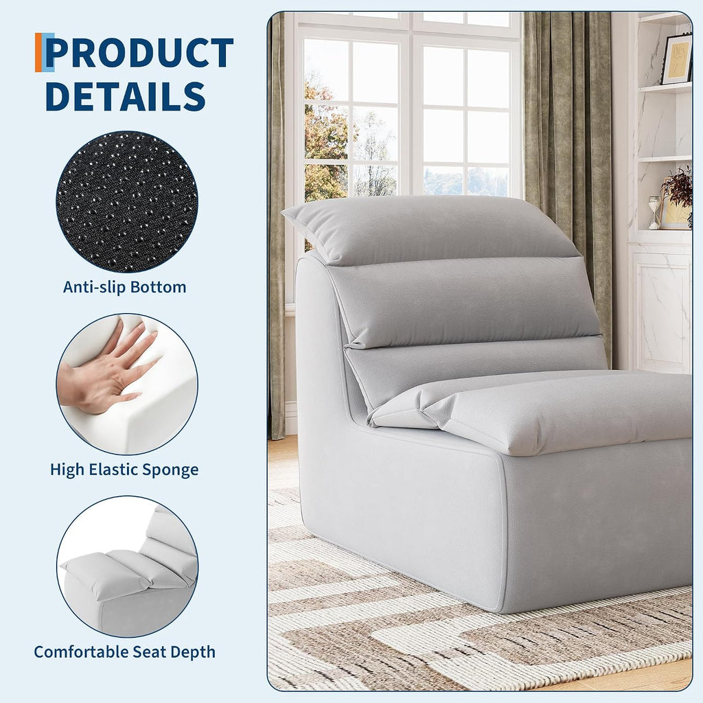 GarveeHome Bean Bag Chair, Lazy Floor Couch with High-Resilience Foam, Non-Slip Base, Beanbag Chairs for Adults, Fireside Chair for Reading Gaming Living Room Bedroom, Gray