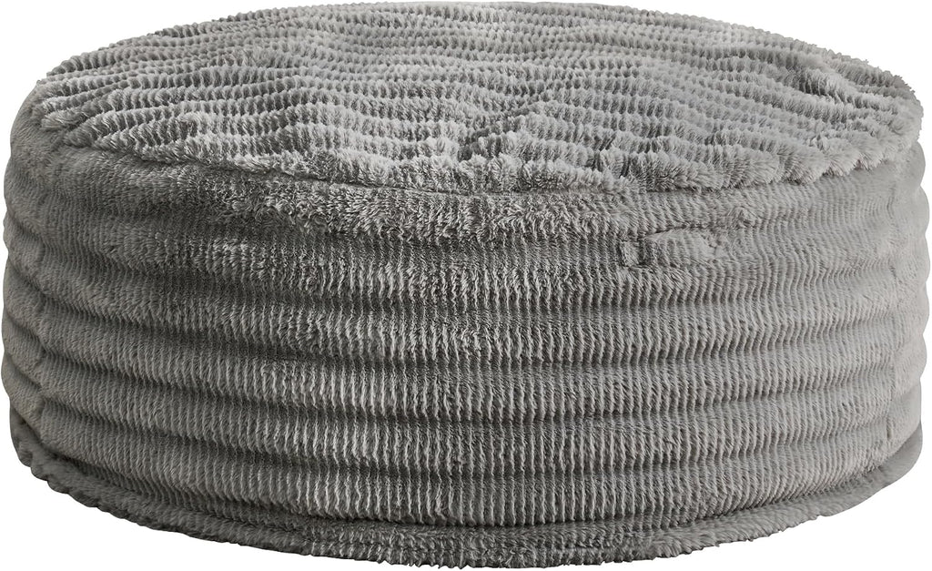 Hobestluk Bean Bag Chairs Beanbag Chair with Filler Adult Bean Bags with Fluffy Ripple Cover, Giant Bean Bag Chairs for Adults (Grey, 5FT - 50' x 50' x 24')