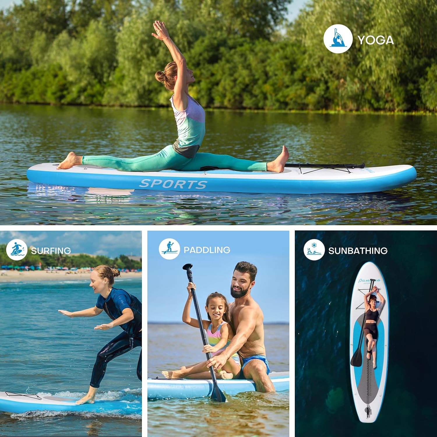 Panana Inflatable Stand Up Paddle Board, 10' SUP Paddleboard Kayak, Blow Up Paddle Boards for Adults Youth with Accessories Kit Anti-Slip EVA Deck
