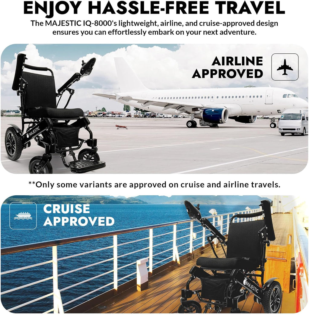 Majestic IQ-8000 Electric Wheelchairs for Adults,Foldable Lightweight Electric Wheelchair,Light Weight Folding Power Chair for Seniors,Portable Motorized Wheelchair,Durable Ultra Light Wheel Chair