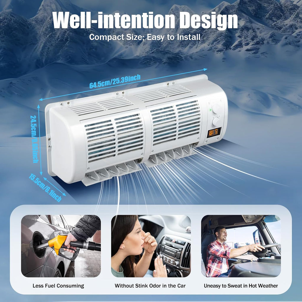 12V 100W Portable Electric Truck Air Conditioner, Wall Mounted Car Air Conditioner Cooling Evaporator, Electric Vehicle Cooling 3 Speed Adjustable Air Conditioners Fan