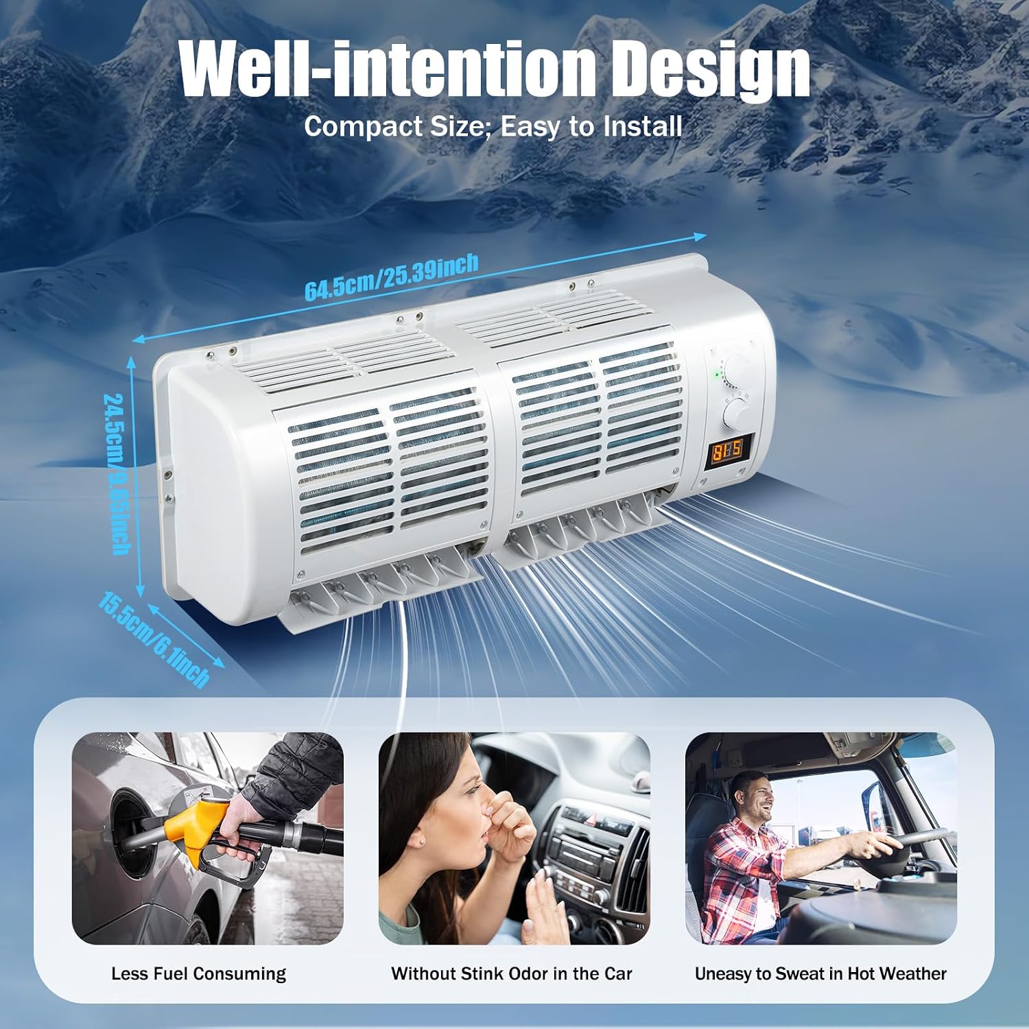 12V 100W Portable Electric Truck Air Conditioner, Wall Mounted Car Air Conditioner Cooling Evaporator, Electric Vehicle Cooling 3 Speed Adjustable Air Conditioners Fan