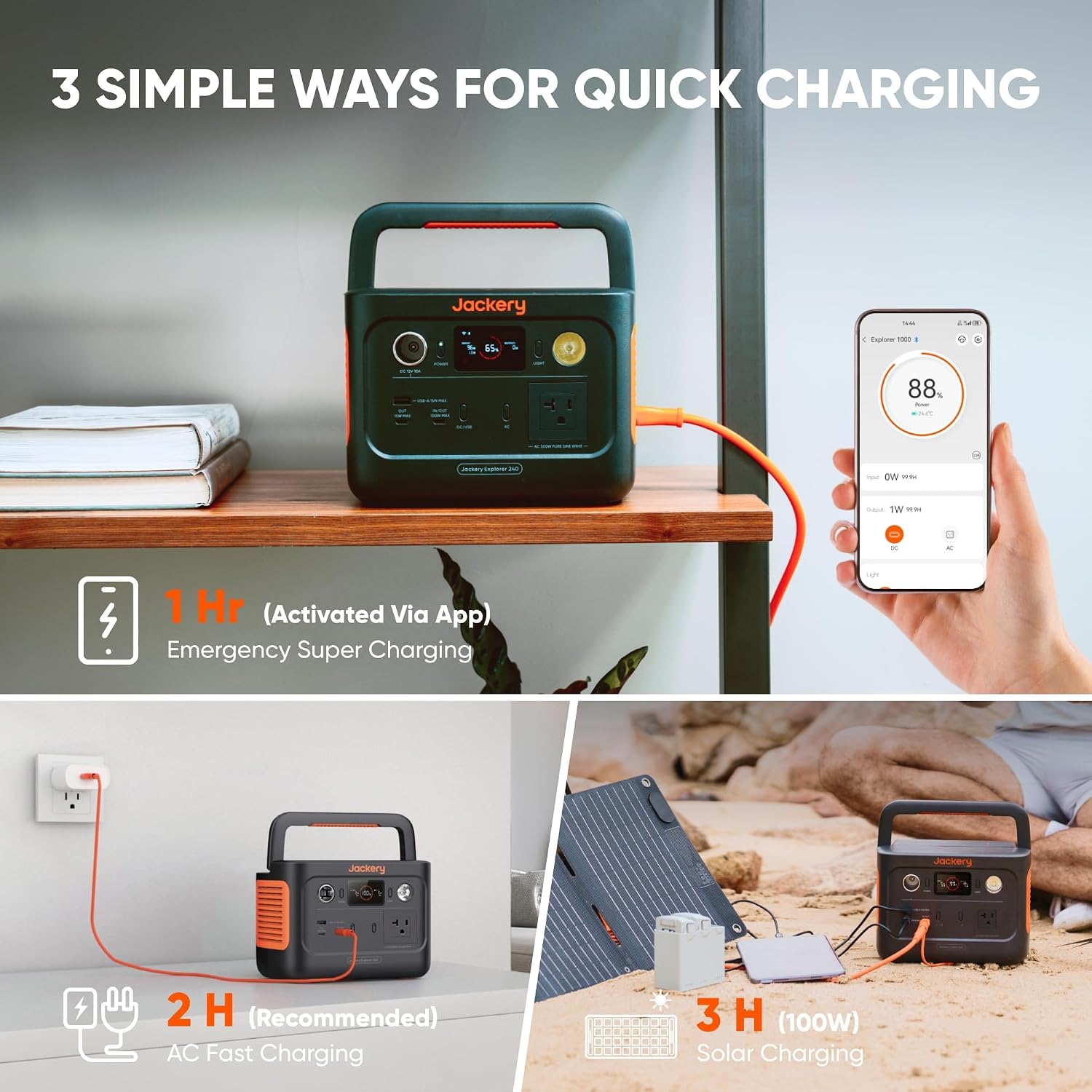 Jackery Explorer 240 v2 Portable Power Station*2 and 102W Fast Charger, 512Wh LiFePO4 Battery with 300W AC/100W USB-C Output, 1Hr Fast Charging, for Outdoor/Camping/RV/Travel/Emergency Backup