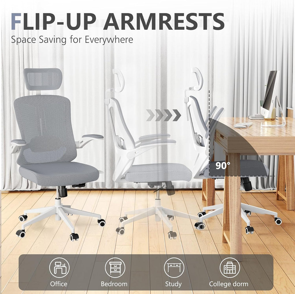 balmstar Ergonomic Office Chair Desk Chair - Mesh Computer Chair with 360° Swivel Wheels, Adjustable 90-130° Recline & Lumbar Support for Home Office, Supports up to 350lbs